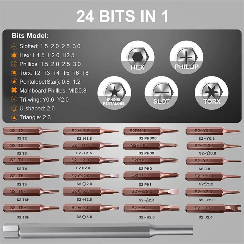 24 in 1 Premium Precision Screwdriver Set Small Screwdriver Set Magnetic Mini Screwdrivers Kit For Fixing Electronics Repair