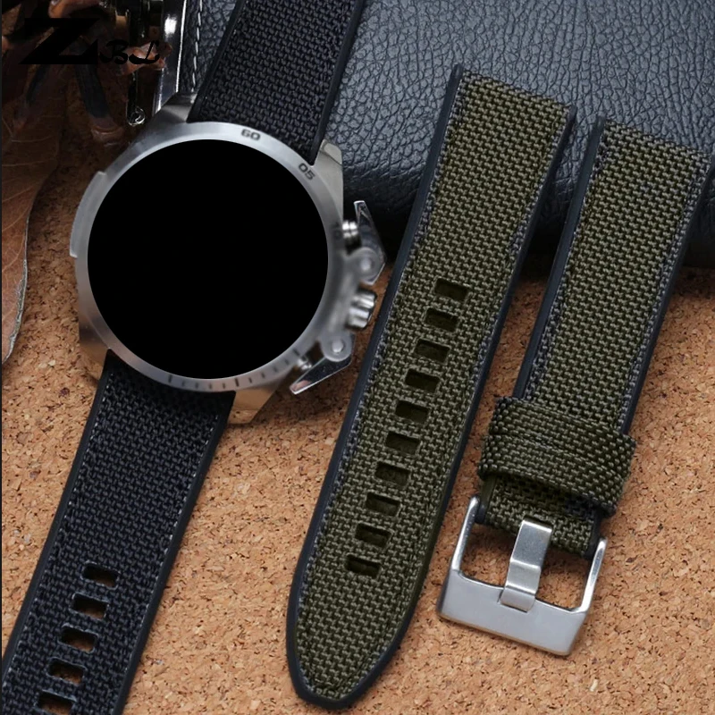 Canvas Resin Double-layer strap watchband 24mm 26mm 28mm Watch band for Diesel DZ4500 DZ7420 DZ4506 silicone watch bracelet