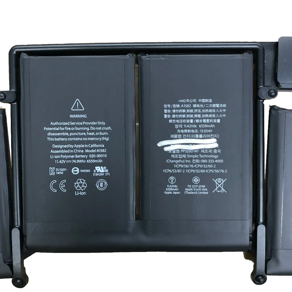 Batería Original para ordenador portátil, A1582, 11,42 V/74.9WH, para Apple Macbook Retina A1502, 13 pulgadas, 2013, 2014, 2015, año