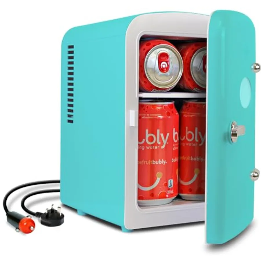 Retro Mini Fridge 4 L Green Portable Refrigerator for Bedroom Office Dorm Skincare Table Top Beverage Cooler Travel Bottle Warm
