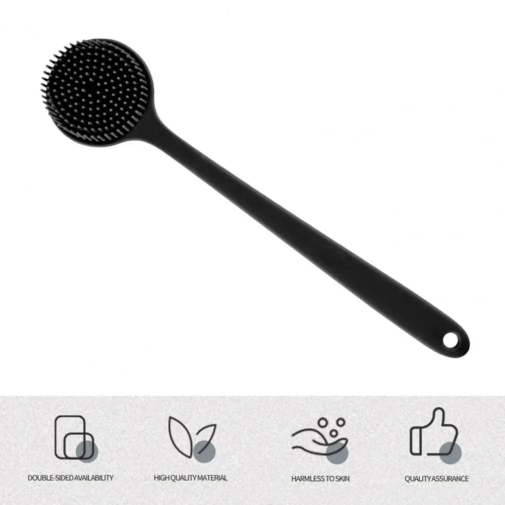 Odorless Body Scrubber Long Handle Silicone Back Scrubber for Shower Bath with Double-sided Brush Head Extra Long Shower Brush