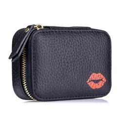 Makeup Case Lipstick Bag Leather Portable Small Mini Cosmetic Bag Female Three-in-one Lipstick Small Bag with Mirror Pouch