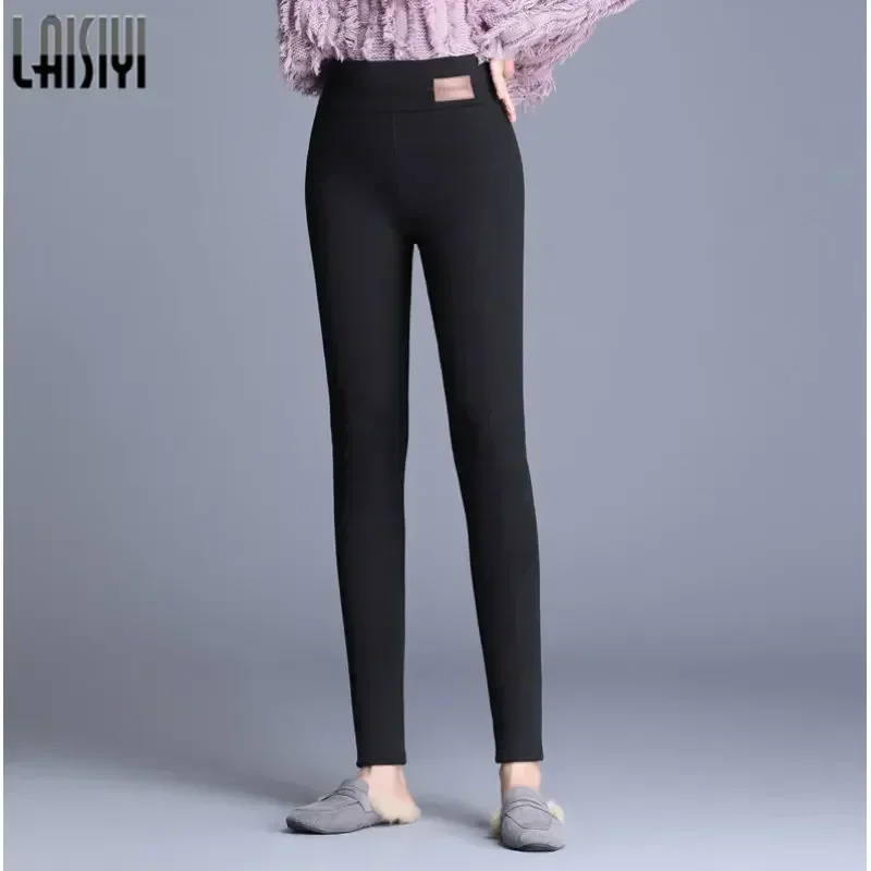 Winter Velvet Fleece Lined Leggings for Women Female Grey High Waisted Warm Thermal Pants Black Leggings Silm Fit Thick Trousers