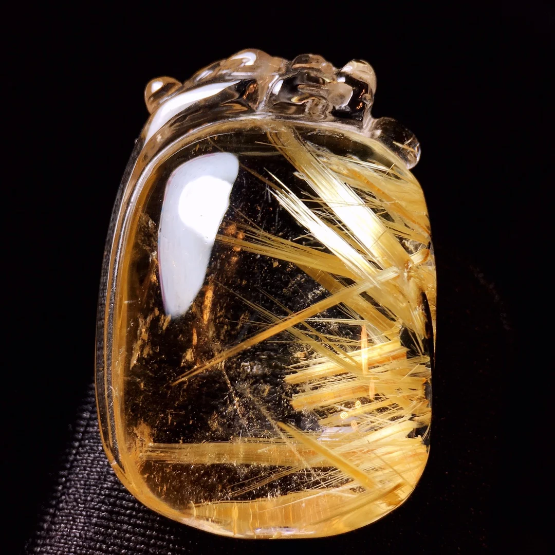 

Natural Gold Rutilated Quartz Pendant Rutilated Quartz Jewelry 35*24*12mm Pi Xiu Love Women Brazil AAAAAAA