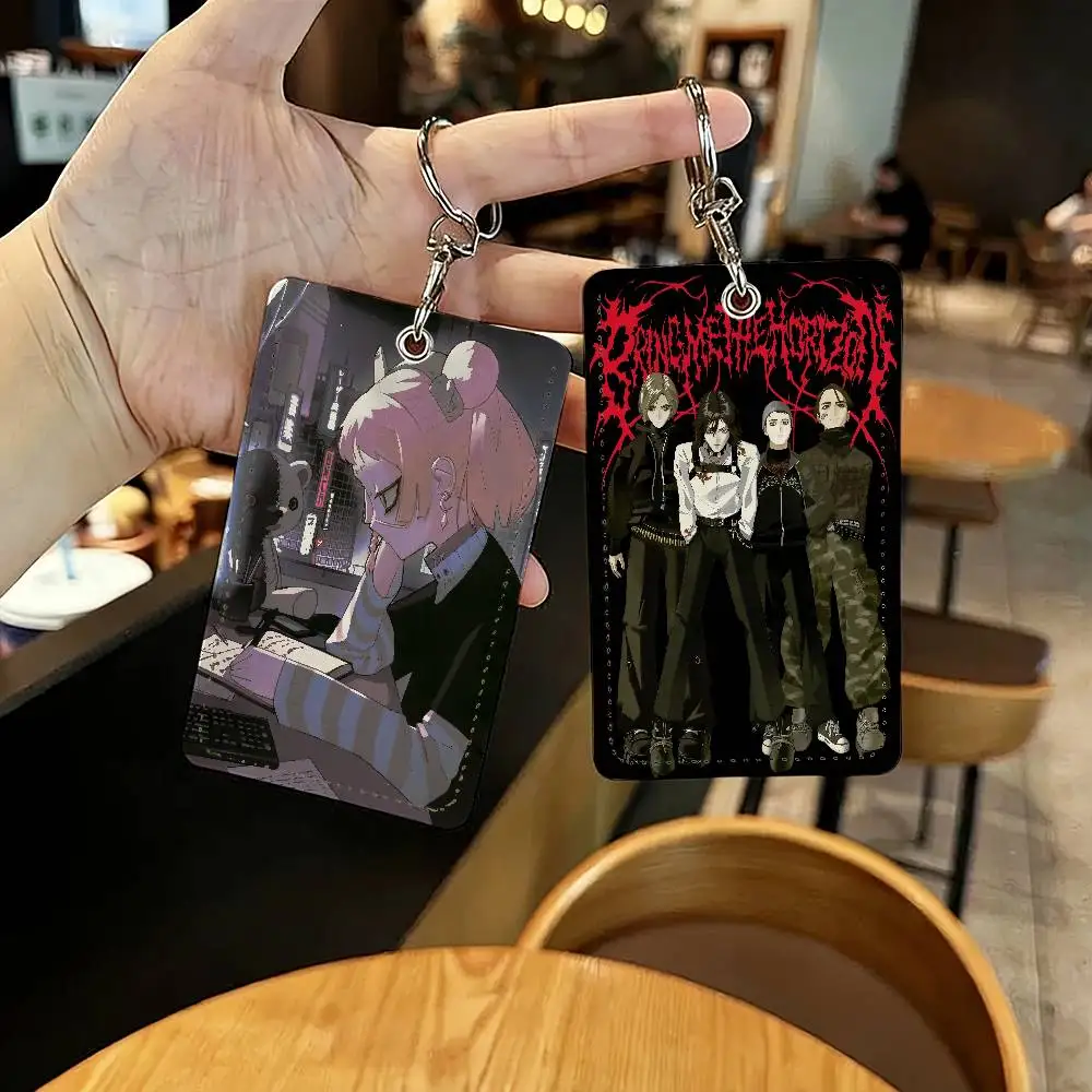 

Band B-Bring Me The Horizon Lo-files Card Holders Anti-lost Student ID Card Protective Cover Cases Campus Access Cards Key Chain