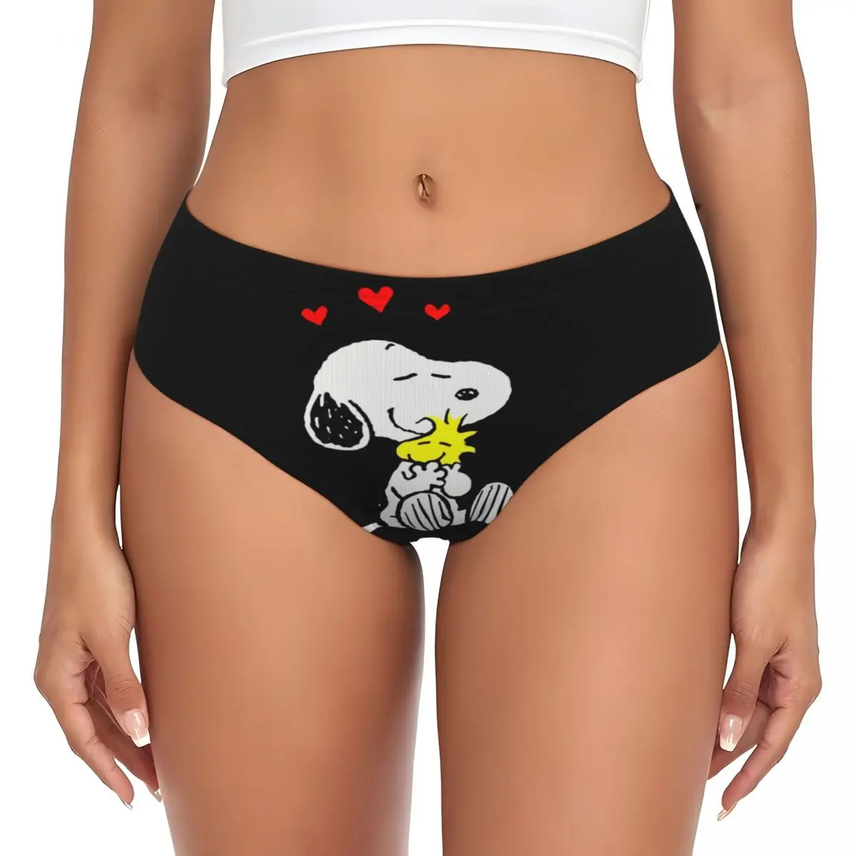 Custom Women's Snoopys Woodstock Love Brief Panties Female Breathable Underwear Underpants