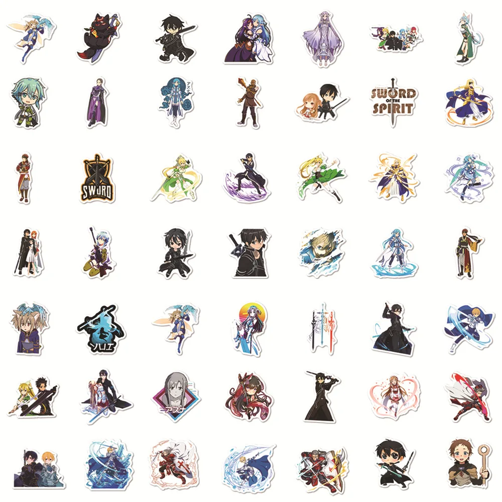 10/30/50PCS Anime Sword Art Online Stickers Cool Graffiit Decals DIY Skateboard Fridge Phone Laptop SAO Sticker Kids Toy Gift