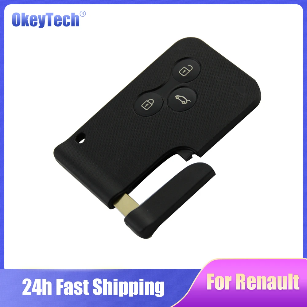 

OkeyTech 3 Buttons Remote Car Key Fob Car Key Shell For Renault Clio Megane Grand Scenic Smart Card