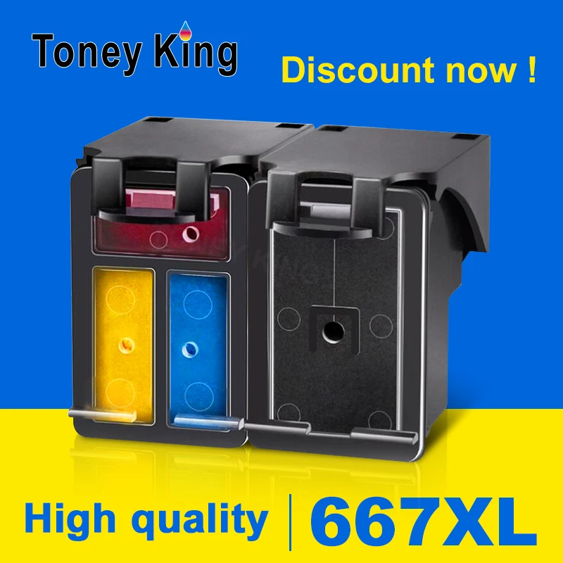 667XL Ink Cartridge Compatible for HP 667 XL Advantage 2376 2775 2776 Deskjet Plus 6075 6475 6476 1275 2374 2375 Color Printer