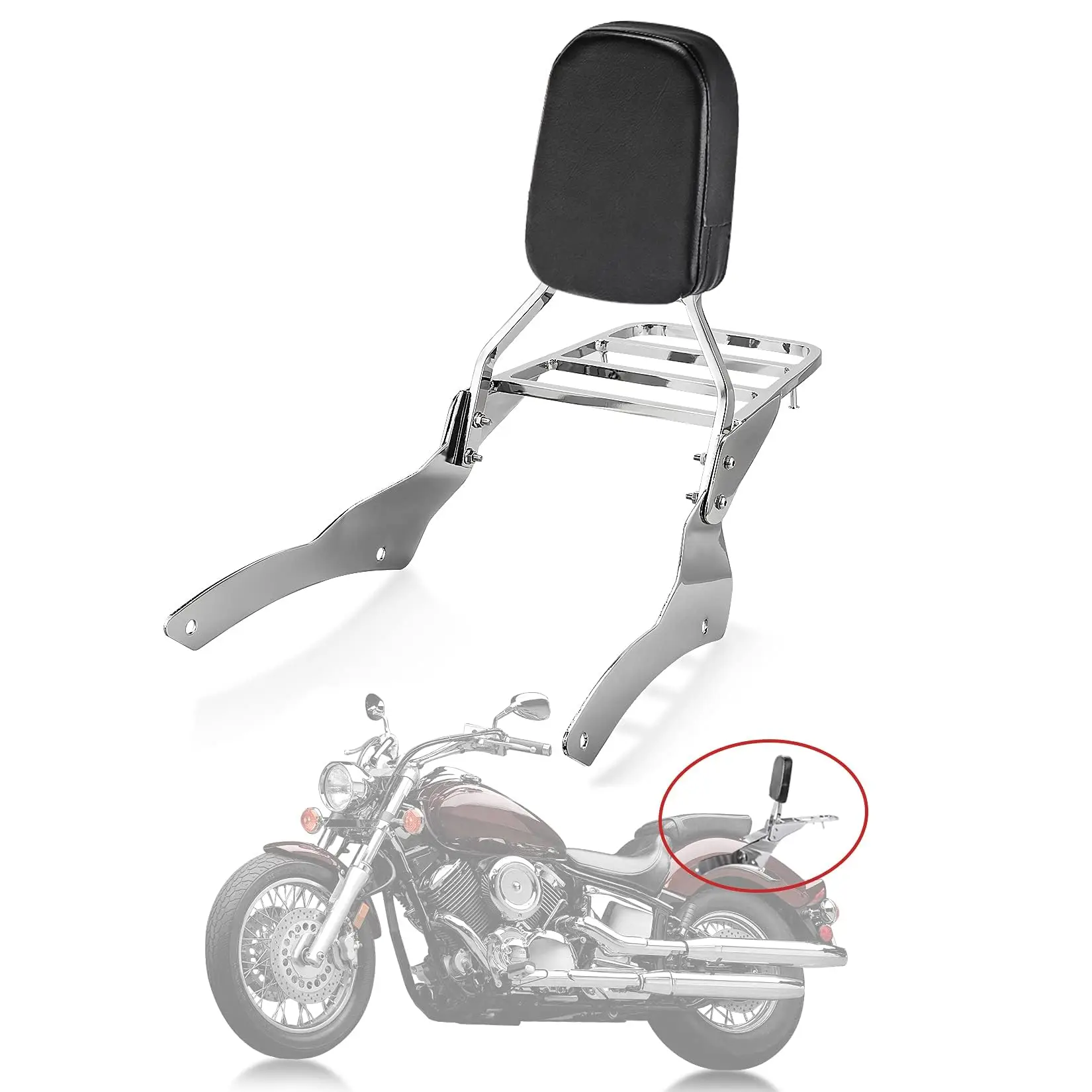 

Задняя спинка Sissy Bar с багажником Sissy Bar Rack Backrest Pad для Yamaha Vstar 650 XVS650A 1999 для VStar 400 650