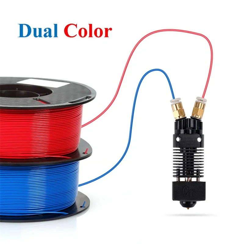Części do drukarek 3D 2 w 1 na zewnątrz Dwukolorowa metalowa głowica J z zestawem głowicy drukującej z rurką PTFE do wytłaczarki serii CR10 CR10S Ender 3 — zdjęcie produktu 3