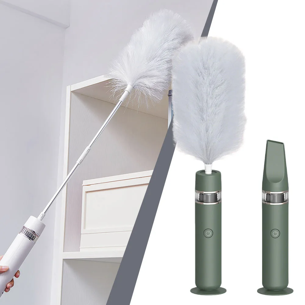 360° Feather-Duster Microfiber Dusting Electric Brush 2 In 1 Vacuum Cleaner USB Charging Furniture Cleaning Tool