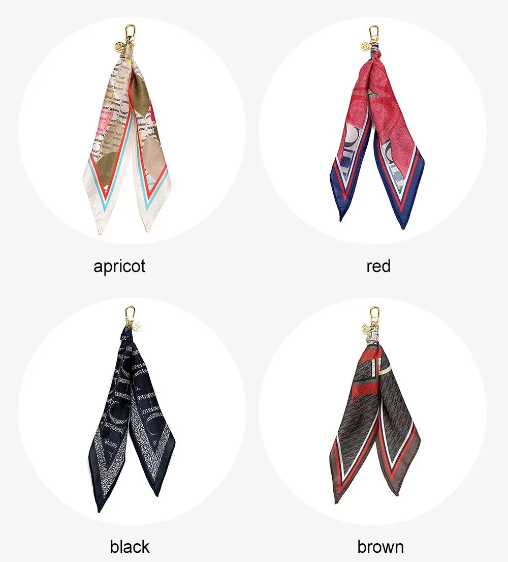 CHCH Luxury Women Silk Scarf French Color Block Stripe Double Sided Print Neck Scarf Elegant Bag Ribbon Hair Band Gift Set