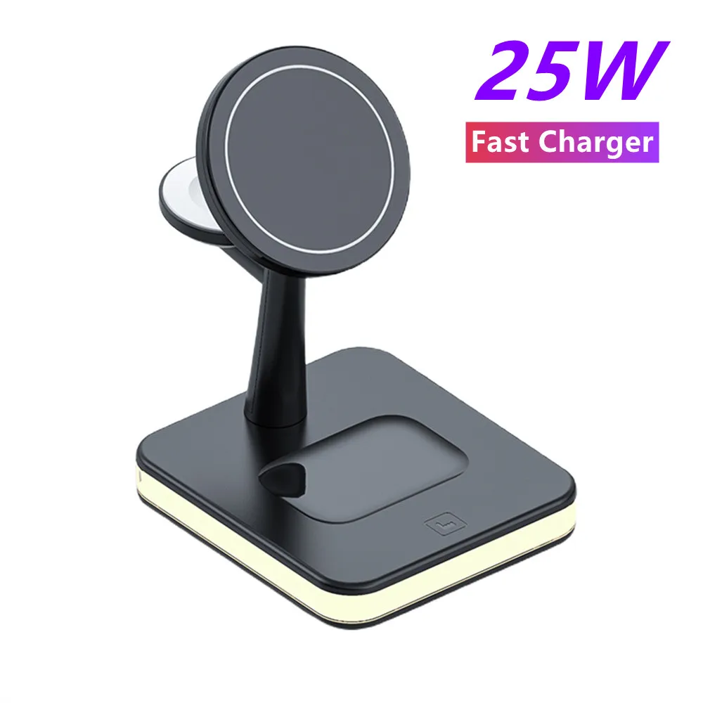 

25W Magnetic Wireless Charger Dock Station For iPhone 15 14 13 Pro Max 3 in 1 Fast Magsafe Charging For Apple Watch SE 8 Airpods