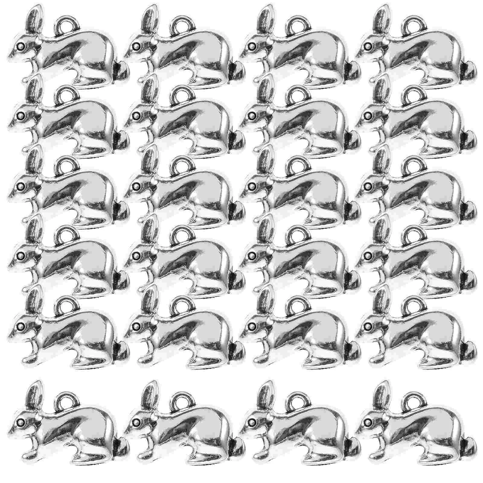 

50 Pcs Rabbit Pendant Anklet Charms Vintage for Jewelry Making Zinc Alloy Ornament Gift Earring