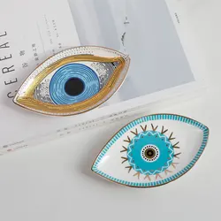 Plato de cerámica para baratija de mal de ojo, decoración bonita, bandeja de joyería, regalo