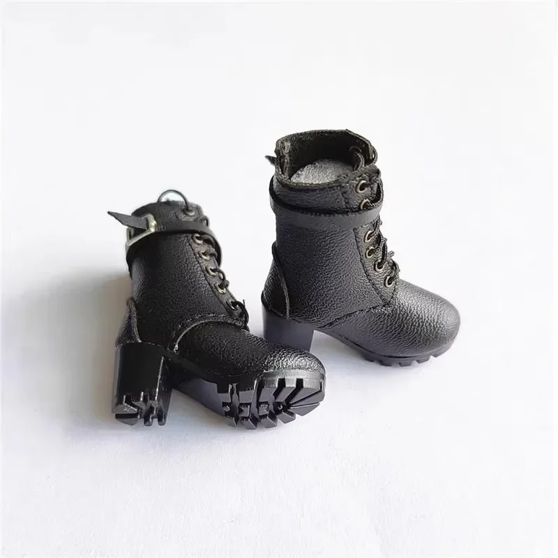 1/6 Scale Female Lace Up Hollowed Boots Pu Leather Mid-calf Boots Shoes Model for 12