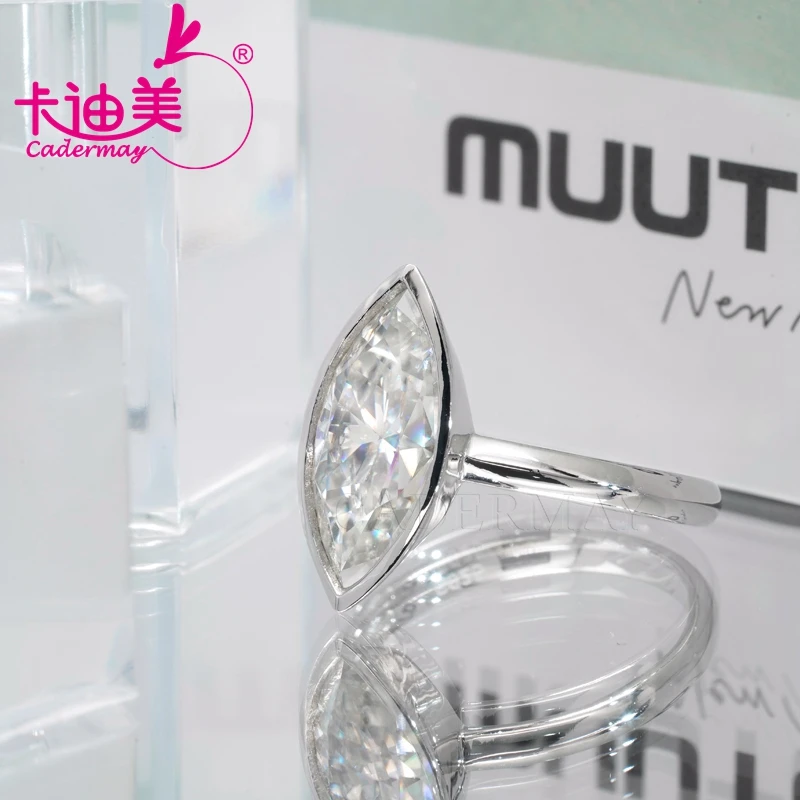 Cadermay  D VVS1 Marquise Shape Moissanite Rings For Men Women S925 Silver Personal Fashion Jewely