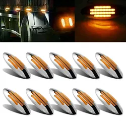 10PCS Truck Marker Side LED Light Turn Signal Light Amber Trailer Lights Truck LED Side Marker Light Chrome Indicator Lamp