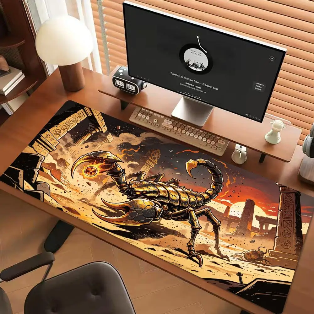 Ancient Ruins Desert Giant Scorpion Play Mat Thick Rubber Smooth Glide Soft Cloth Surface For Wild Style Esports Home