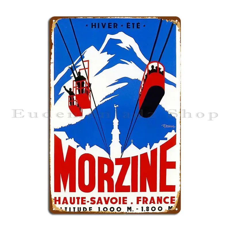 Vintage French Alps Gondola Winter Sport Ski Ad Metal Signs Bar Mural Create Cinema Wall Decor Tin Sign Poster