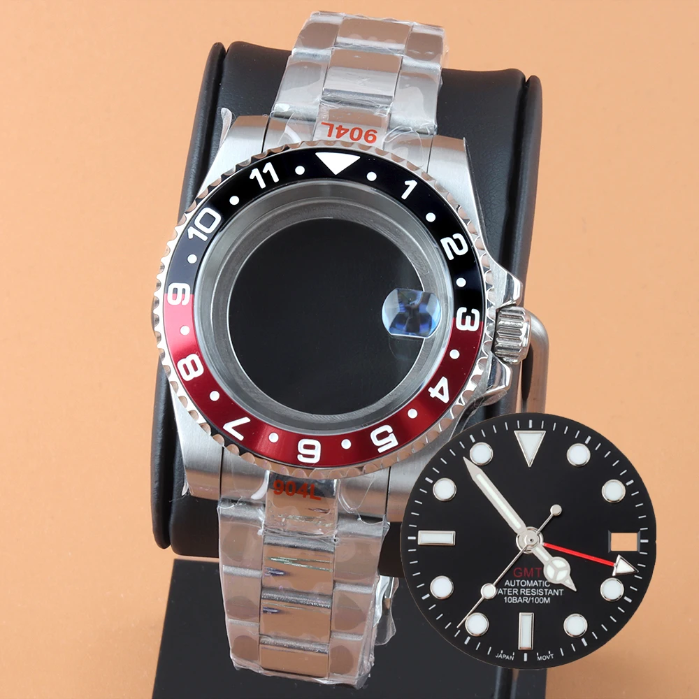 

FIT GMT NH35 Dial 4 Hands Blue Luminous 40mm Case Polish Oyster Strap Stainless Steel For NH35 NH36 NH34 NH38 Movement Sapphire