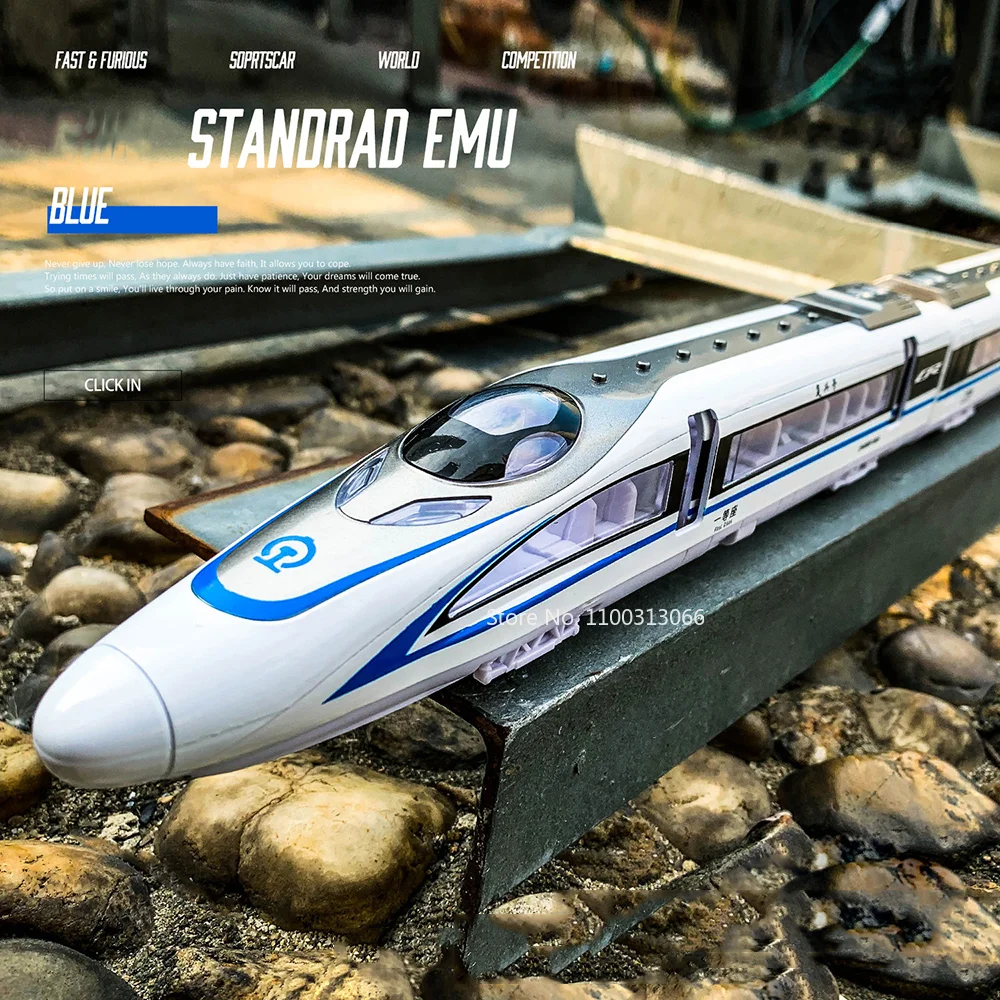 Alloy Fuxing High-Speed Train Model Unlimited Connection Of High-Speed Train Harmony Track The Light Sound Pull Back Kids Toys