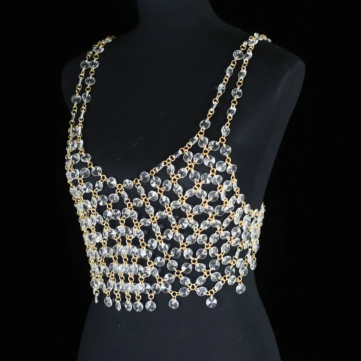 

Crystal Strappy Camisole Bra Chain Clothing Accessories Shiny Lingerie Show Outfit Body Chain Jewelry Stage Performance Props