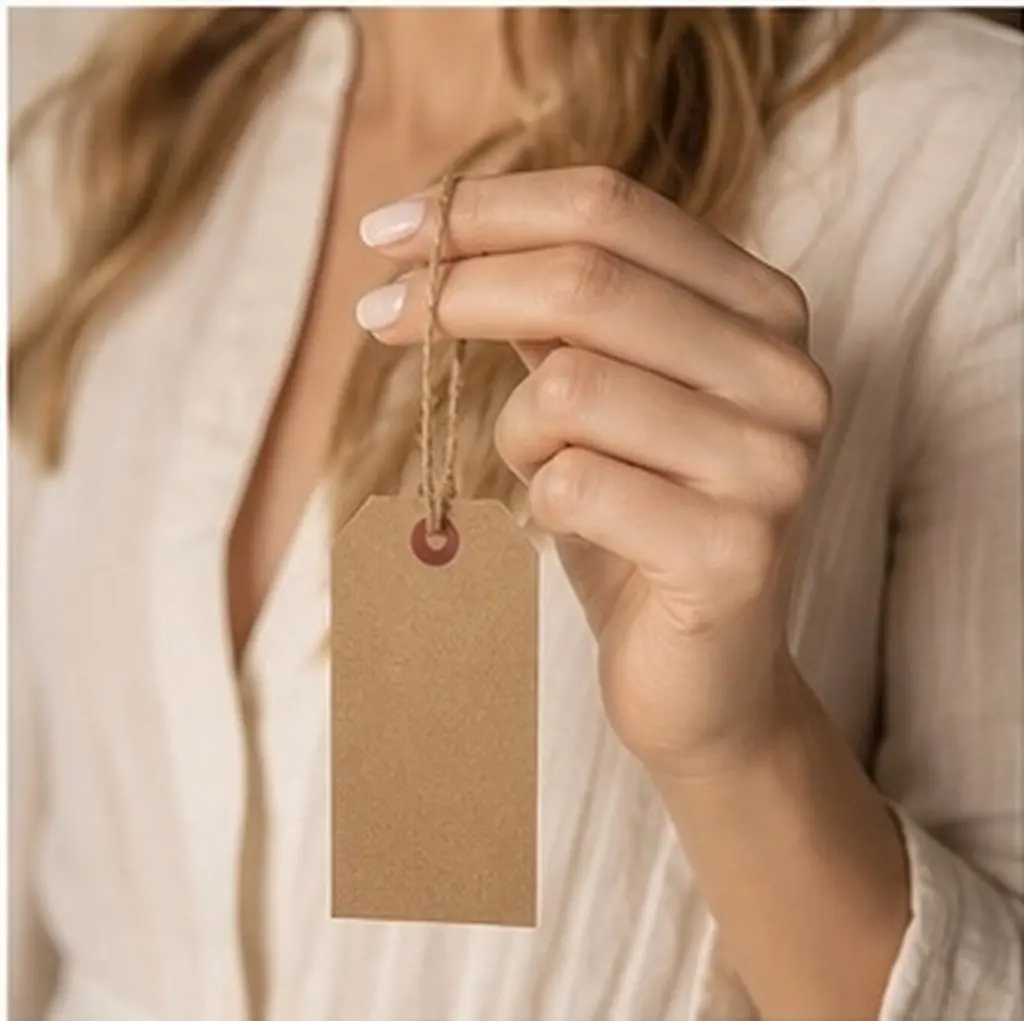 100Pcs Blank Kraft Cardstock Tags Plain Retro Style for DIY Labeling Wedding Stationery Price Tags Packaging Labels Craft Supply