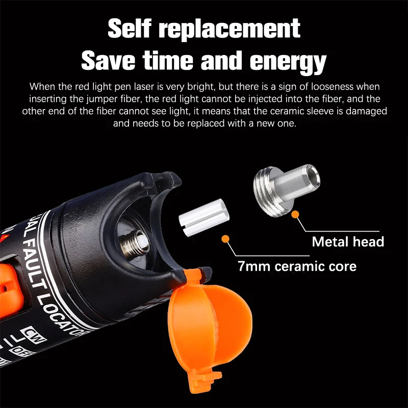 2Set 5mm/7mm Metal-Head Fitting Ceramic Tube Sleeves Connector Adapters For Fiber Optic Visual Fault Locator