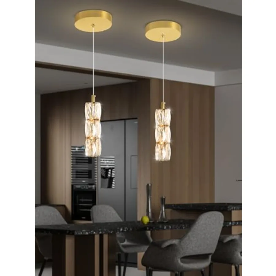 

Pendant Lights Kitchen Island Single Head Crystal Island Lights Dining Foyer Entrance Modern Chandeliers LED Dimmable 2700-6000