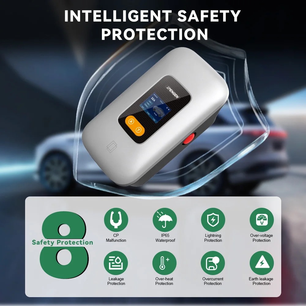 IPENGEN 7kw TS-NACS Electric Vehicle Charging Station 32A Car Charger EV Charger with Swipe Card Wireless APP Control Wallbox