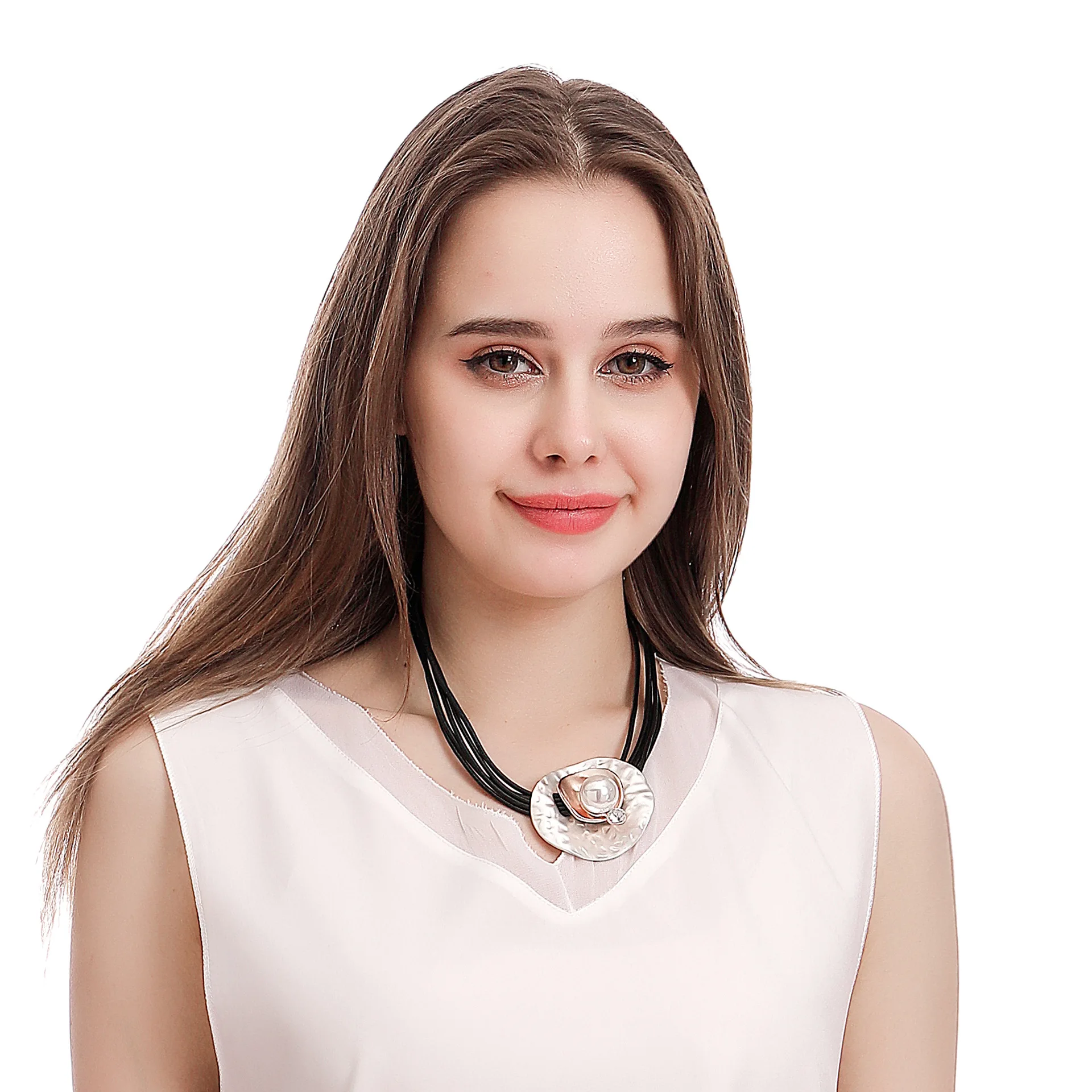 

DIY accessories jewelry popular European and American personality fashion irregular short URL geometric round pearl women sh