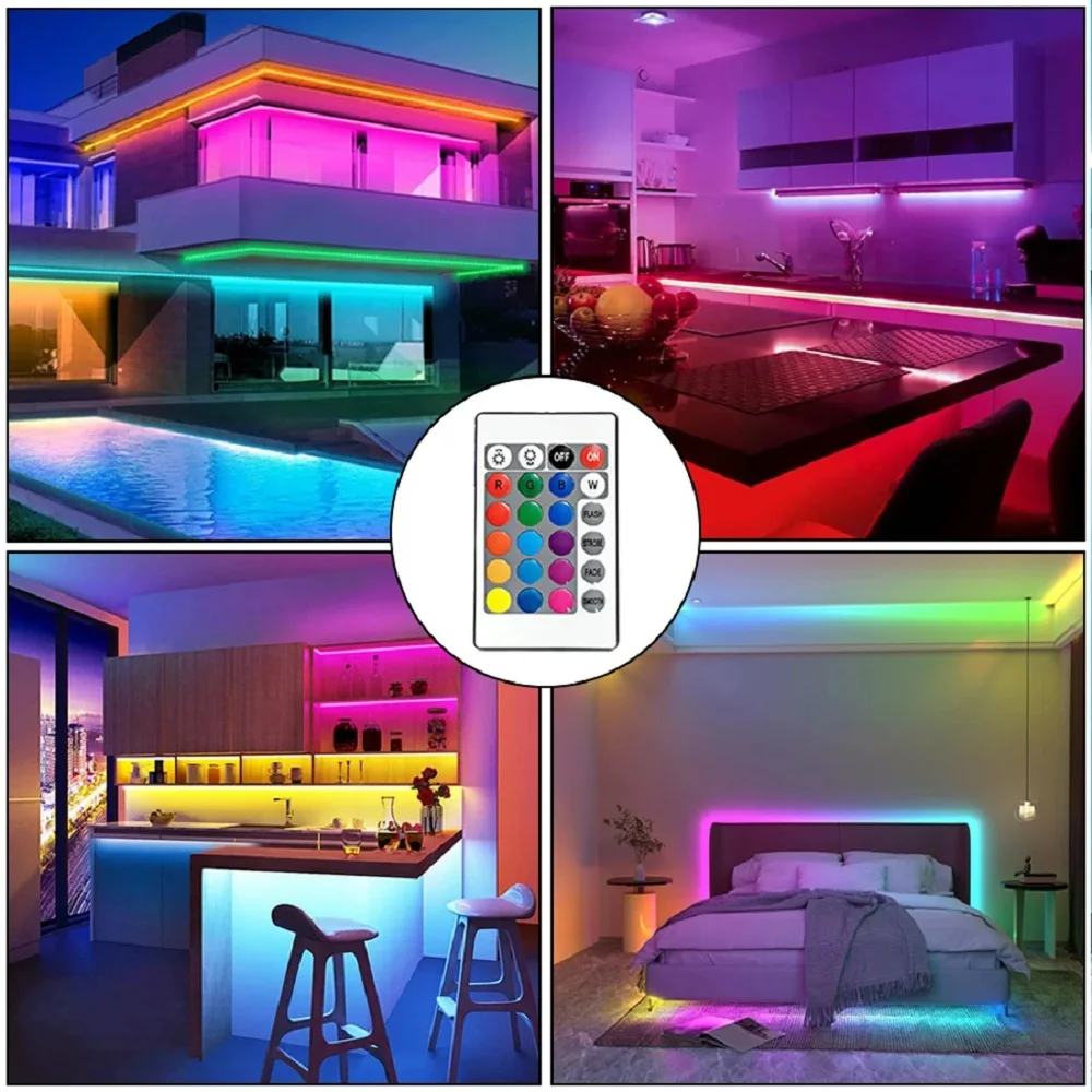 Usb 5V Led Strip Light 5050 Rgb Smart App Control With 24Keys Remote 1-30M Music Sync Ribbon Lighting Lamp For Home Decoration