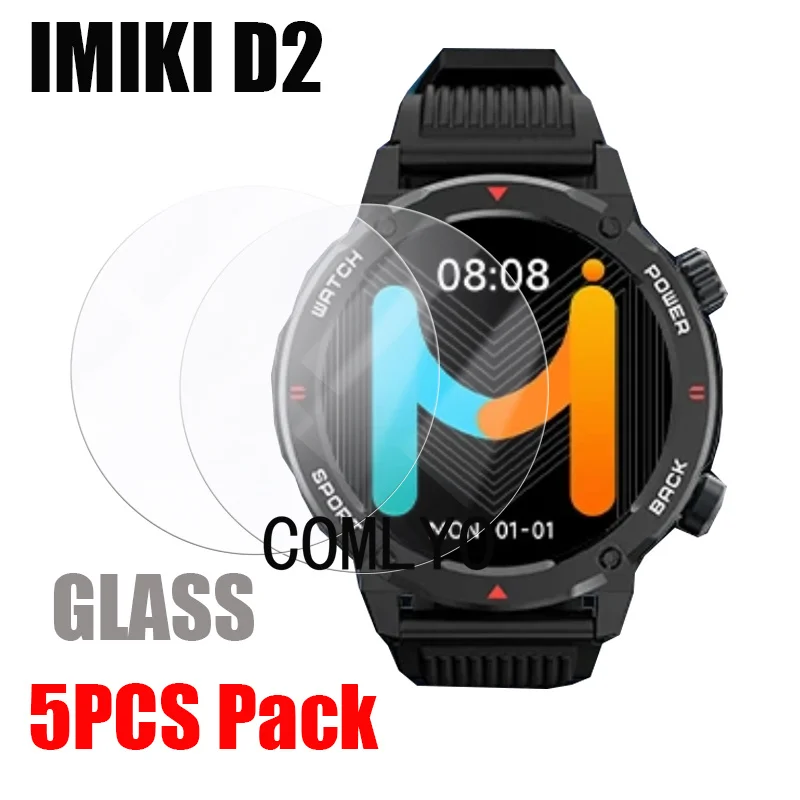 5pcs for IMIKI D2 Tempered Glass Smart watch Screen Protector 9H 2.5D Film