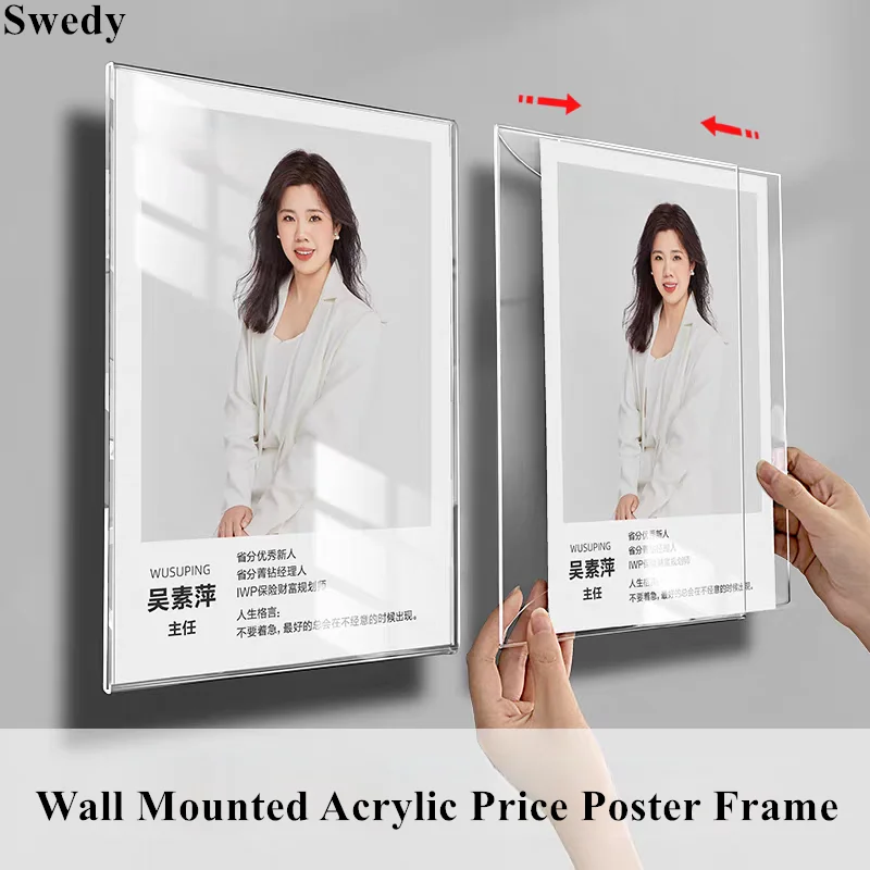 5 PCS A5 150x210mm Wall Mount Photo Picture Poster Price Advertising Frame Acrylic Sign Holder Menu Paper Price List Flyer Frame