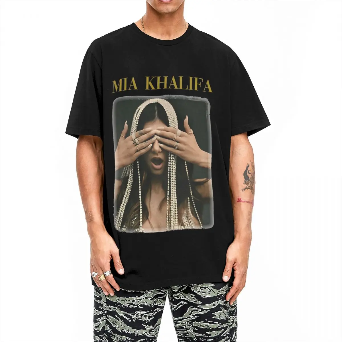 Casual Vintage Mia Khalifa T Shirt Unisex Cotton Short Sleeve Round Neck Top Tee