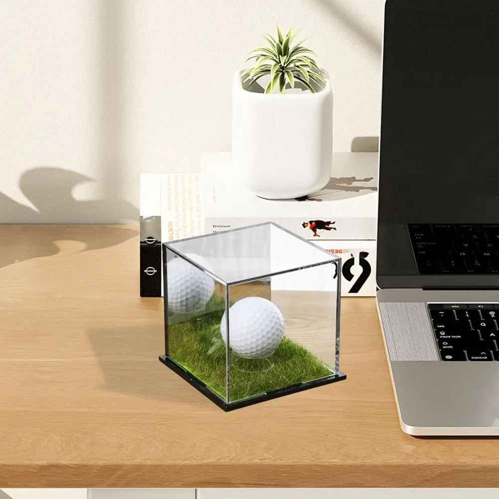 Modern Baseball Storage Solution Acrylic Baseball Display Case with Uv Protection Square Ball Holder Stand Turf Base Official