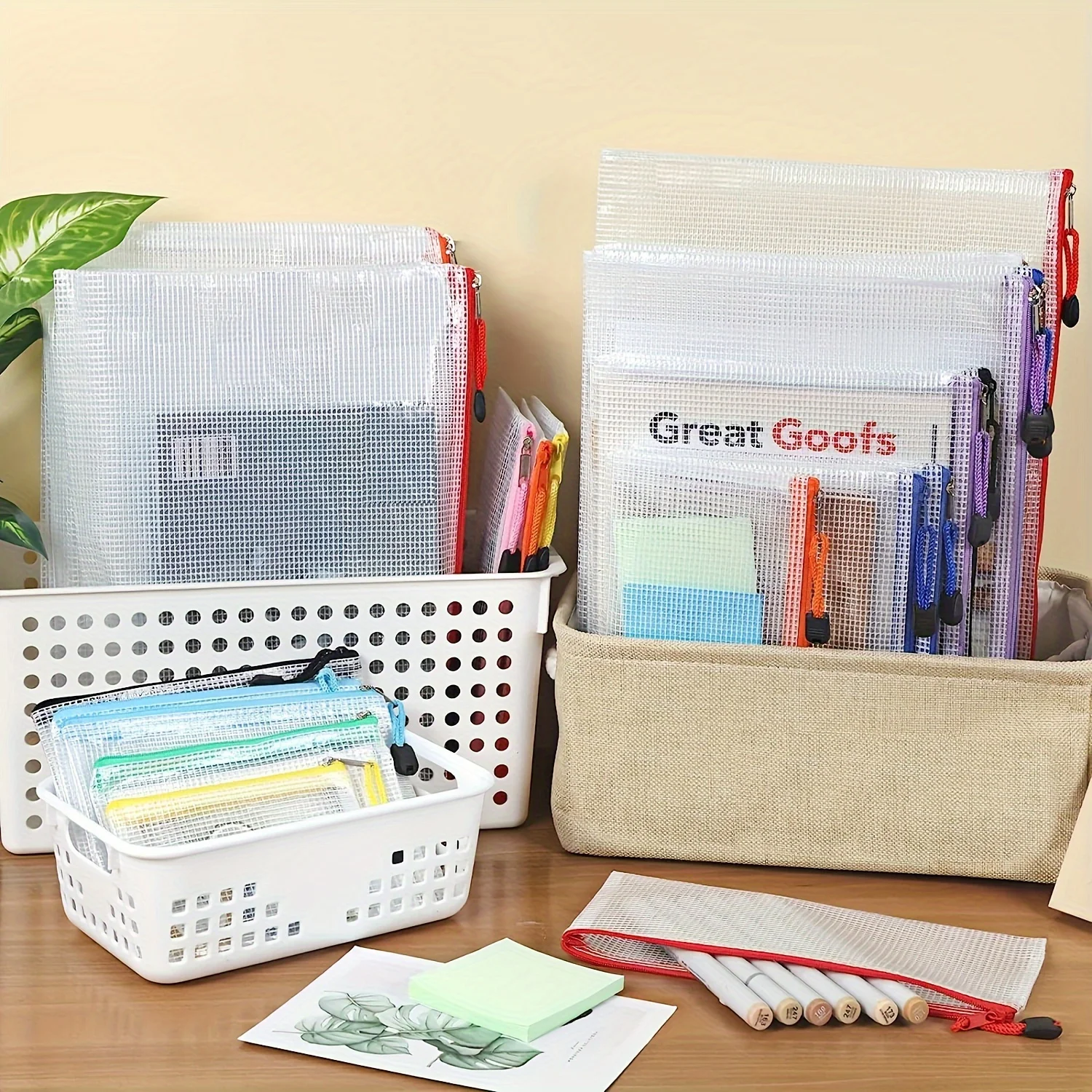 16Pcs Multiple Sizes of Transparent Zipper File Bags,Classified Storage for Exam Papers,Receipts, Stationery,Office Storage Bags