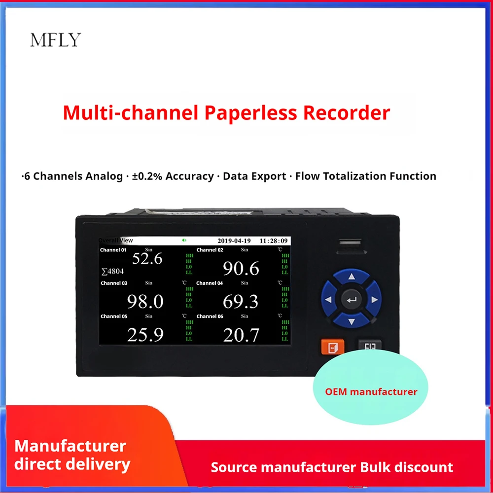 Grabadora de datos industrial, Sensor de temperatura de múltiples canales, registrador de datos, curva, transferencia de datos USB, registrador de datos remoto