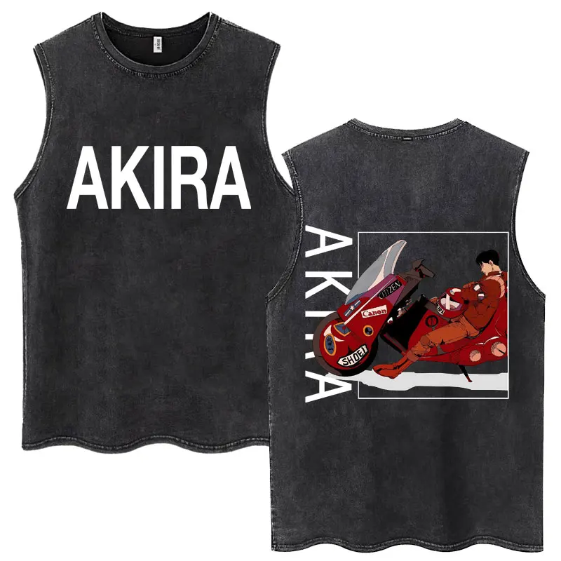 

Wash Anime Neo Tokyo Akira Vintage Manga Tank Tops Movie Science Fiction Shotaro Kaneda Sleeveless Vests Loose Cotton T Shirt
