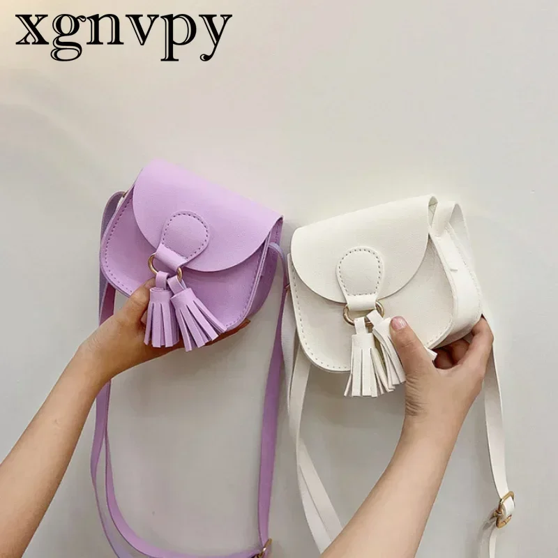 Xgnvpy-Mini bolsa crossbody fofa com borla, bolsa de ombro pequena para criança, um ombro, bolsa Princess Cartoon para crianças, nova