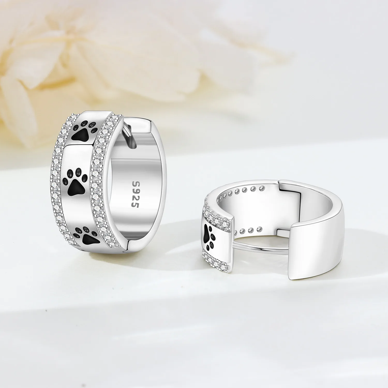 Orstarry 925 Sterling Silver Cute Pet Paw Print Earrings Silver Hoop Earrings For Women Jewelry Original Party Trendy Gifts