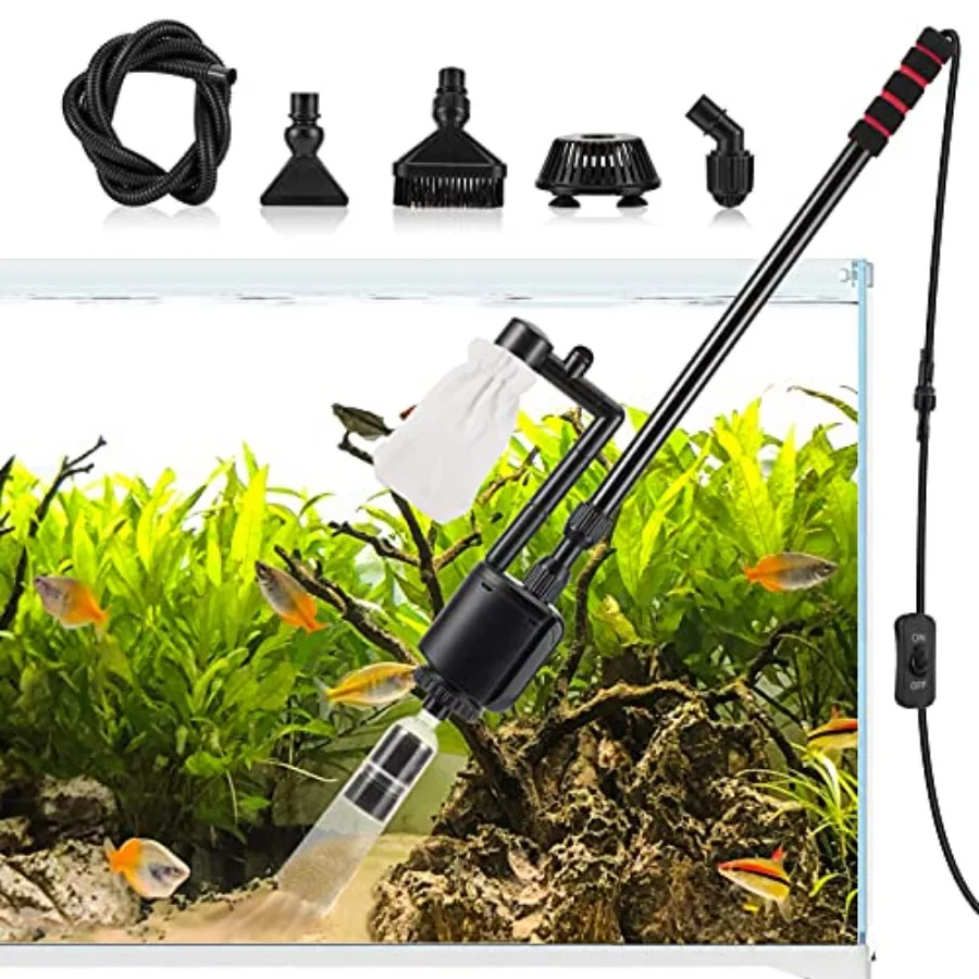 Aquarium Gravel Cleaner 6-in-1 Electric Fish Tanks Gravel Vacuum Cleaner Set for Remove Dirt Change Water Wash Sand Water Showe