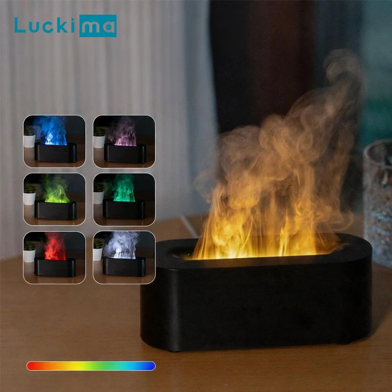 

7-Color Flame Aroma Diffuser & Humidifier USB Desktop Air Freshener for Bedroom Office Hotel with Timer Essential Oil Diffuser