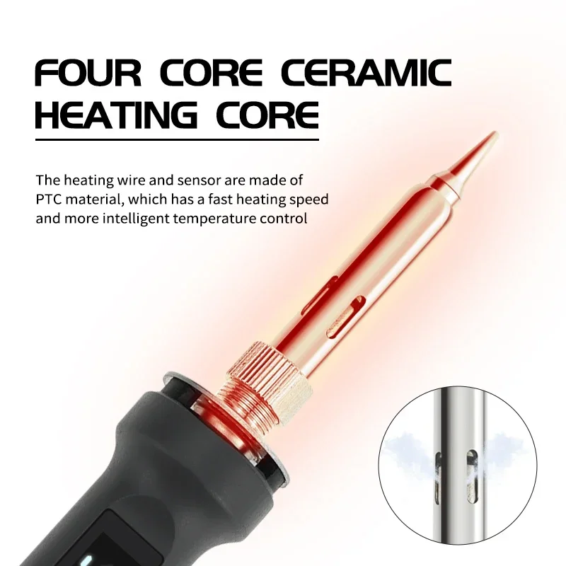 USB Electric Soldering Iron Kit 100W Smart LCD Digital Temperature Adjustable Welding Tool Ceramic Heater Soldering Tips Set