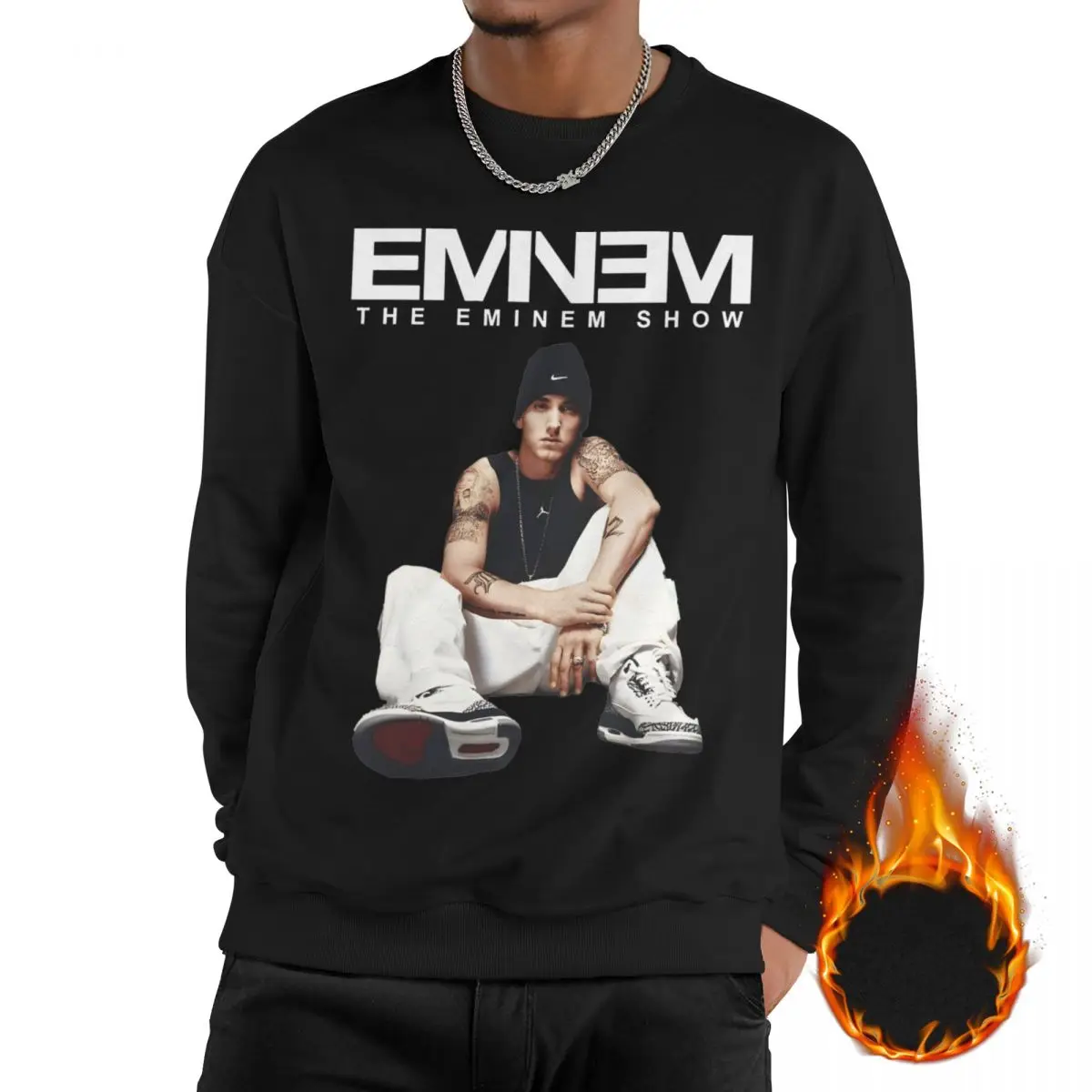 

Casual Eminem Hip Hop Rapper Sweatshirt Unisex Fleece Lined Long Sleeve Shirts Thick Sweatshirts Hoodie