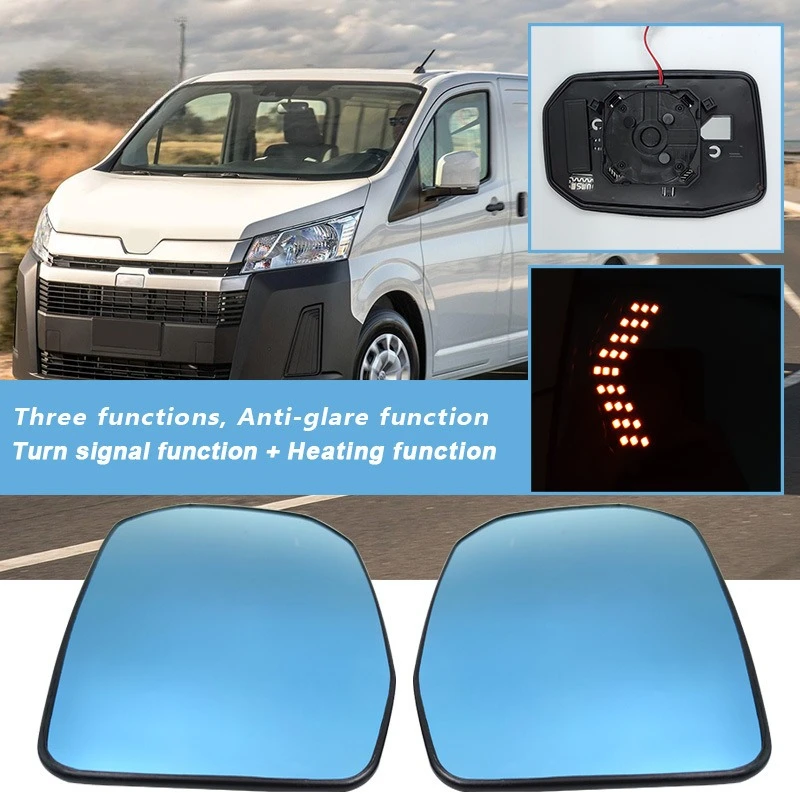 

For Toyota HIACE 300 2pc Car Rearview Mirror Blue Lens Dynamic Turn Signal Light Heating Anti-glare Reversing Mirror Accessories
