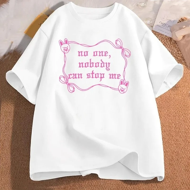 No One Nobody Can Stop Me T-shirt Women Men Crewneck Short Sleeve Tshirt Y2k Clothes Casaul Loose Soft Tees Clothing