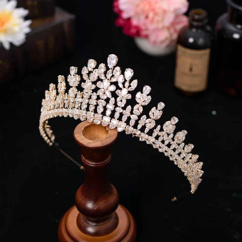 CZ Zirconia Tiaras and Crowns Princess Queen Zircon Diadem For Brides Women Headpiece Wedding Accessories Bridal Hair Jewelry